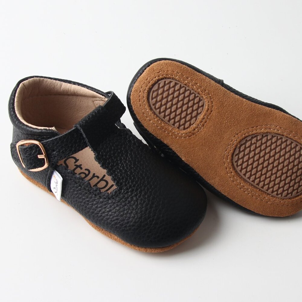 Starbie Soft-Sole Baby Mary Janes Black Baby Shoes Toddler Shoes